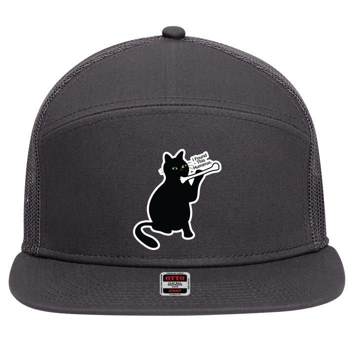 Black Cat I Found This Humerus Funny 7 Panel Mesh Trucker Snapback Hat