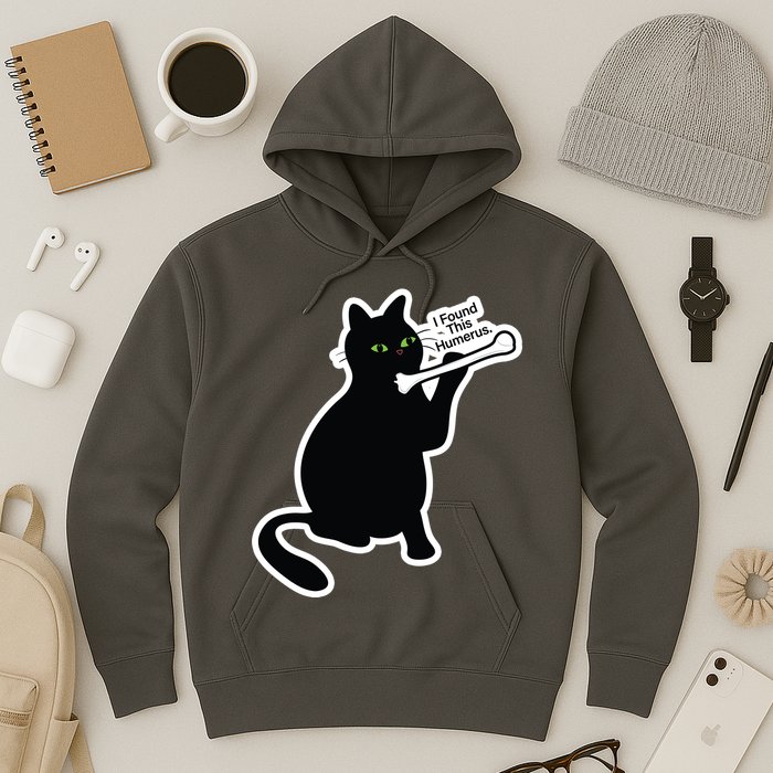 Black Cat I Found This Humerus Funny Hoodie