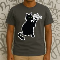 Black Cat I Found This Humerus Funny T-Shirt
