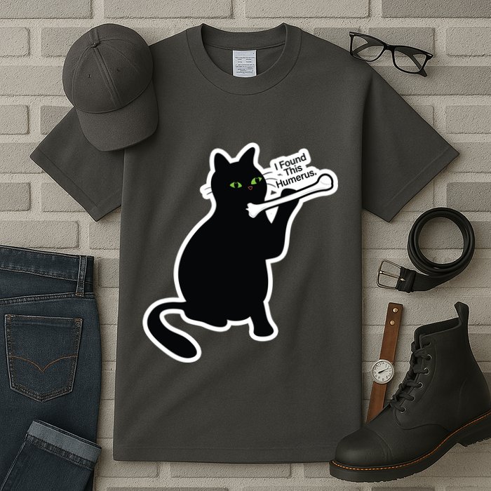 Black Cat I Found This Humerus Funny Tall T-Shirt