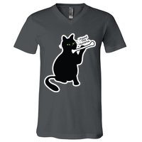 Black Cat I Found This Humerus Funny V-Neck T-Shirt