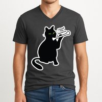 Black Cat I Found This Humerus Funny V-Neck T-Shirt