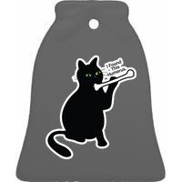 Black Cat I Found This Humerus Funny Ceramic Bell Ornament