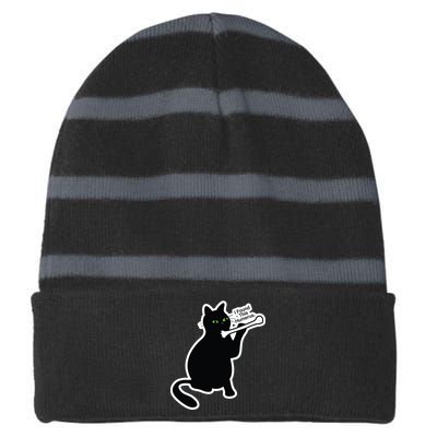 Black Cat I Found This Humerus Funny Striped Beanie with Solid Band