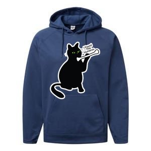 Black Cat I Found This Humerus Funny Performance Fleece Hoodie