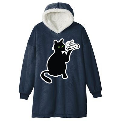 Black Cat I Found This Humerus Funny Hooded Wearable Blanket