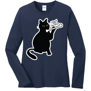 Black Cat I Found This Humerus Funny Ladies Long Sleeve Shirt