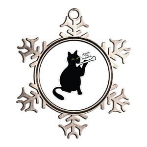 Black Cat I Found This Humerus Funny Metallic Star Ornament