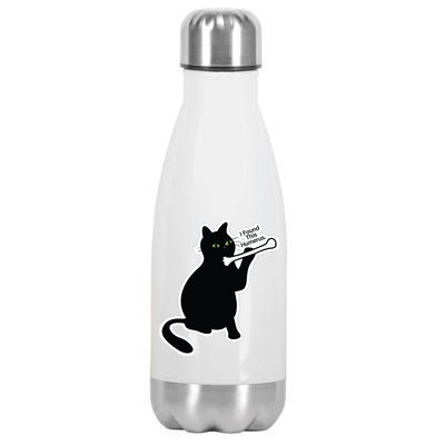 Black Cat I Found This Humerus Funny Stainless Steel Insulated Water Bottle