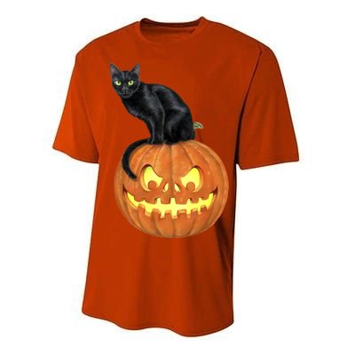 Black Cat Jack O' Lantern Pumpkin Performance Sprint T-Shirt