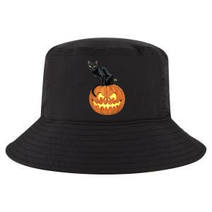 Black Cat Jack O' Lantern Pumpkin Cool Comfort Performance Bucket Hat