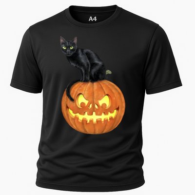 Black Cat Jack O' Lantern Pumpkin Performance Shirt