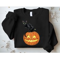 Black Cat Jack O' Lantern Pumpkin Sweatshirt