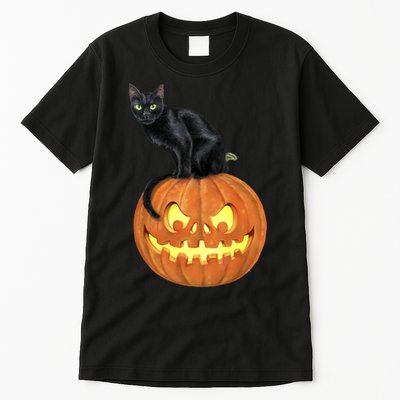 Black Cat Jack O' Lantern Pumpkin Tall T-Shirt