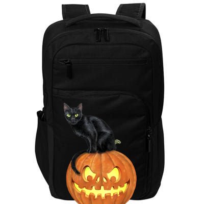 Black Cat Jack O' Lantern Pumpkin Impact Tech Backpack