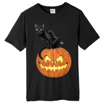 Black Cat Jack O' Lantern Pumpkin Tall Fusion ChromaSoft Performance T-Shirt