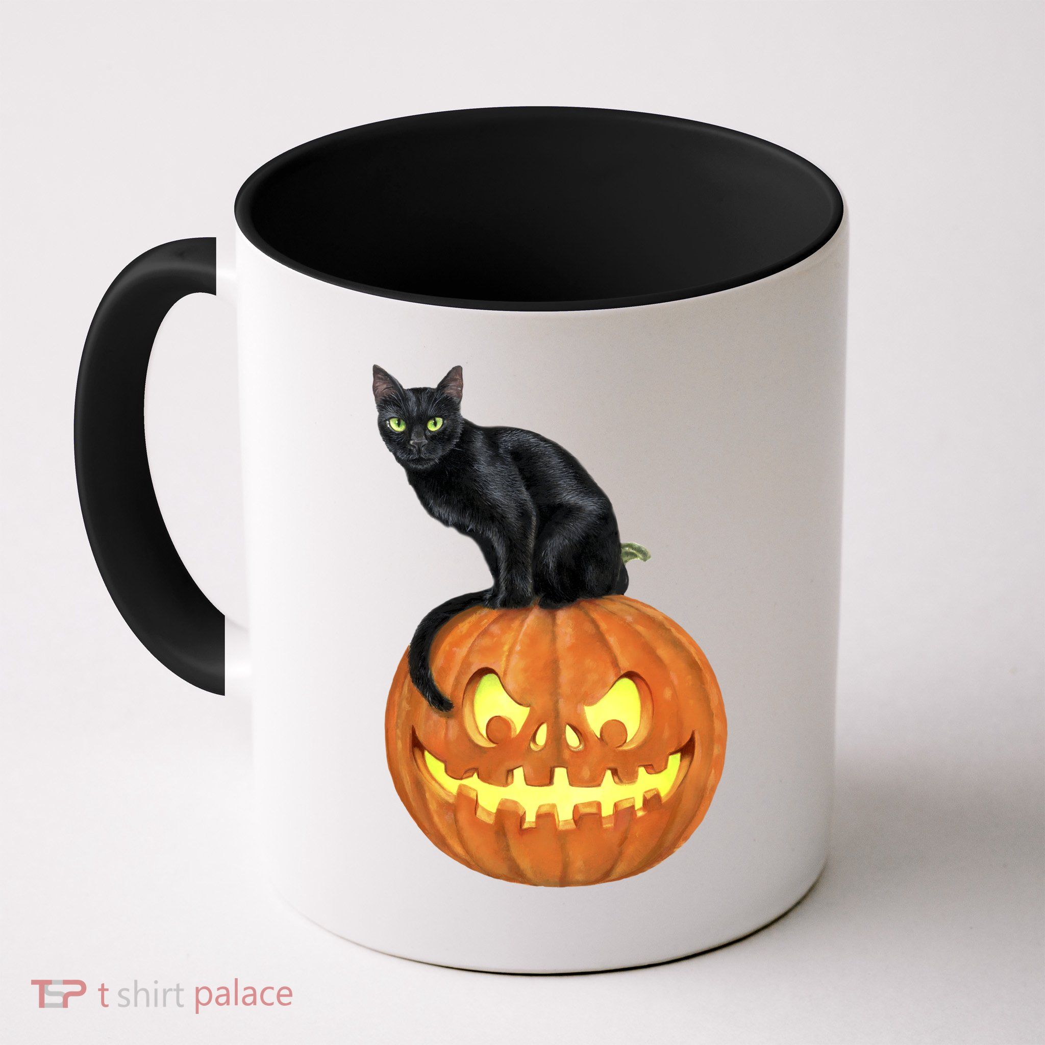 Black Cat Jack O' Lantern Pumpkin Mug