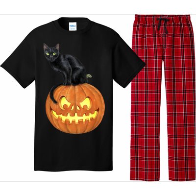 Black Cat Jack O' Lantern Pumpkin Pajama Set