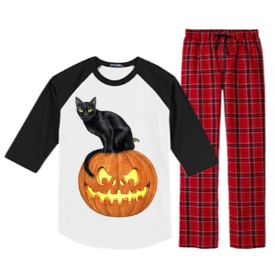 Black Cat Jack O' Lantern Pumpkin Raglan Sleeve Pajama Set