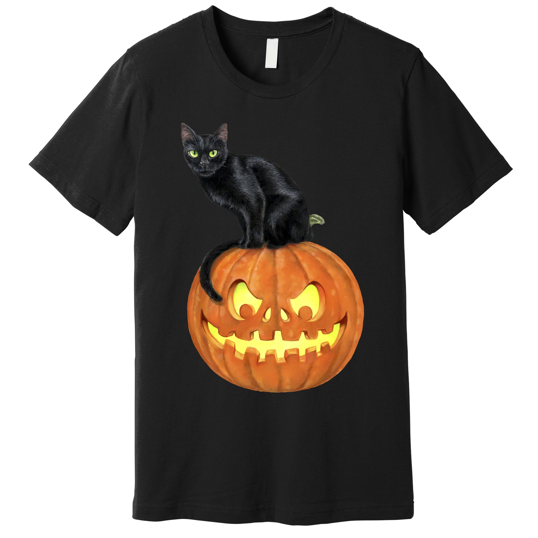 Black Cat Jack O' Lantern Pumpkin Premium T-Shirt