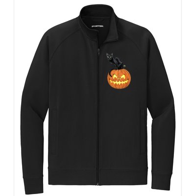 Black Cat Jack O' Lantern Pumpkin Stretch Full-Zip Cadet Jacket