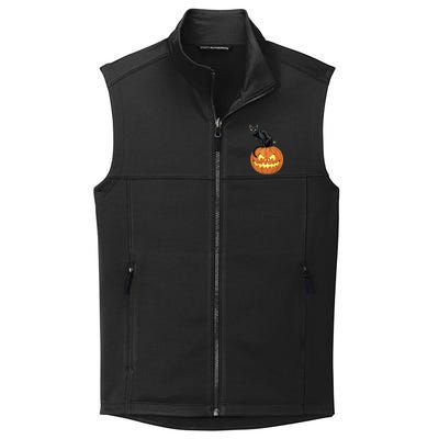 Black Cat Jack O' Lantern Pumpkin Collective Smooth Fleece Vest