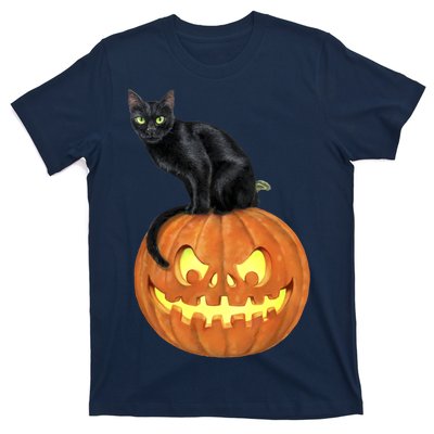 Black Cat Jack O' Lantern Pumpkin T-Shirt