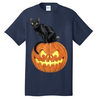 Black Cat Jack O' Lantern Pumpkin Tall T-Shirt