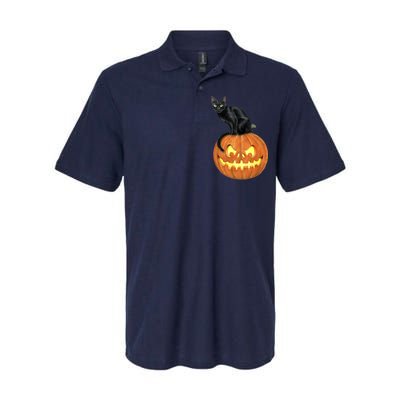 Black Cat Jack O' Lantern Pumpkin Softstyle Adult Sport Polo