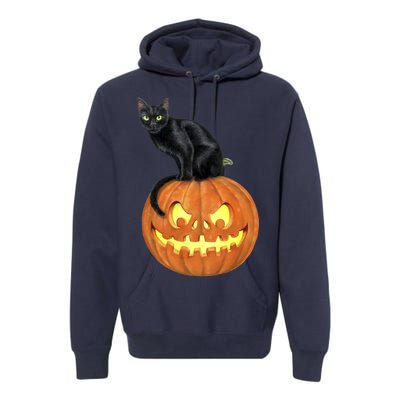 Black Cat Jack O' Lantern Pumpkin Premium Hoodie