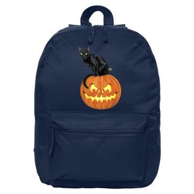 Black Cat Jack O' Lantern Pumpkin 16 in Basic Backpack