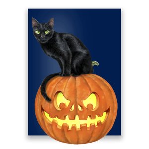 Black Cat Jack O' Lantern Pumpkin Poster