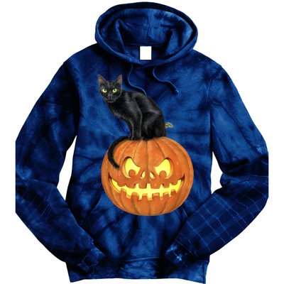 Black Cat Jack O' Lantern Pumpkin Tie Dye Hoodie