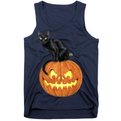 Black Cat Jack O' Lantern Pumpkin Tank Top