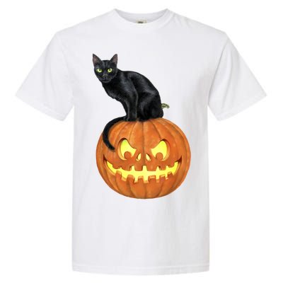 Black Cat Jack O' Lantern Pumpkin Garment-Dyed Heavyweight T-Shirt