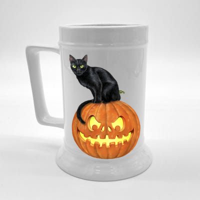 Black Cat Jack O' Lantern Pumpkin Beer Stein