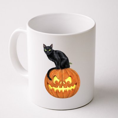 Black Cat Jack O' Lantern Pumpkin Coffee Mug