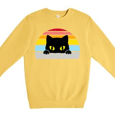 Black Cat Peaking Vintage Premium Crewneck Sweatshirt