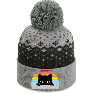 Black Cat Peaking Vintage The Baniff Cuffed Pom Beanie