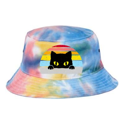 Black Cat Peaking Vintage Tie Dye Newport Bucket Hat