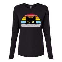 Black Cat Peaking Vintage Womens Cotton Relaxed Long Sleeve T-Shirt