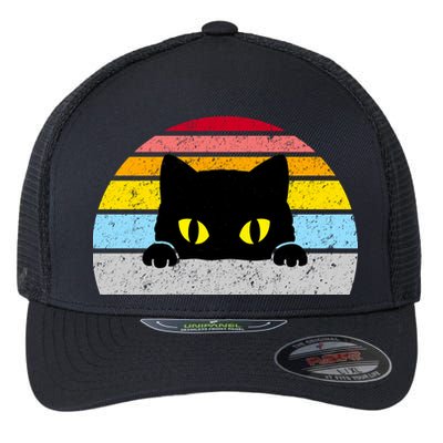 Black Cat Peaking Vintage Flexfit Unipanel Trucker Cap