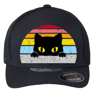 Black Cat Peaking Vintage Flexfit Unipanel Trucker Cap