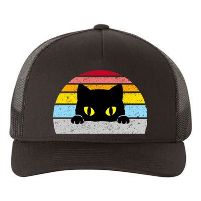 Black Cat Peaking Vintage Yupoong Adult 5-Panel Trucker Hat