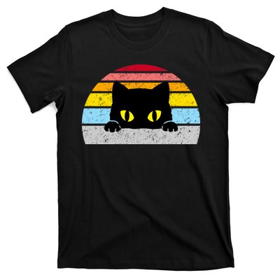 Black Cat Peaking Vintage T-Shirt