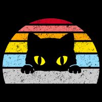 Black Cat Peaking Vintage T-Shirt