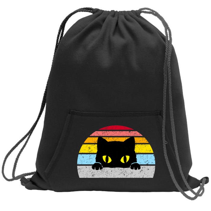 Black Cat Peaking Vintage Sweatshirt Cinch Pack Bag