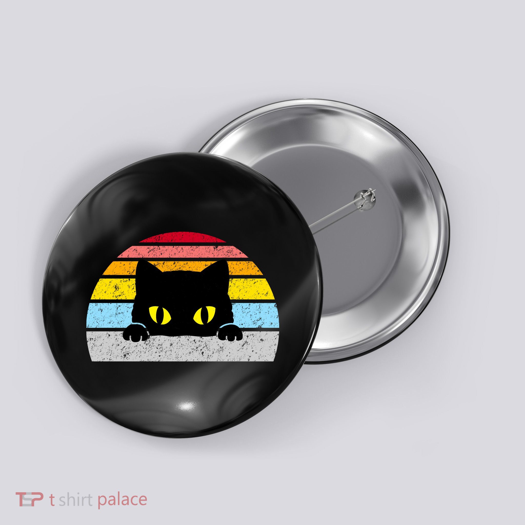 Black Cat Peaking Vintage Button