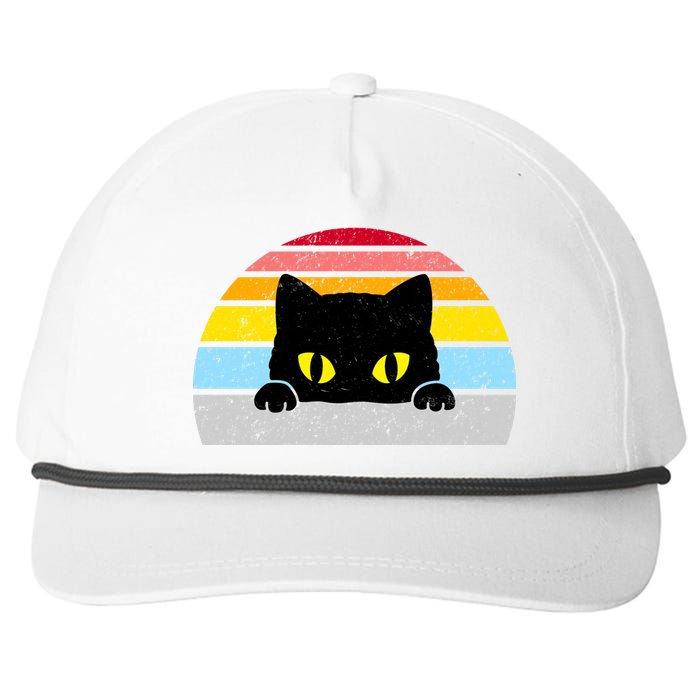 Black Cat Peaking Vintage Snapback Five-Panel Rope Hat