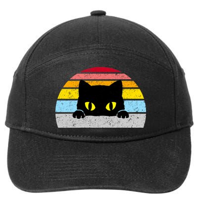 Black Cat Peaking Vintage 7-Panel Snapback Hat